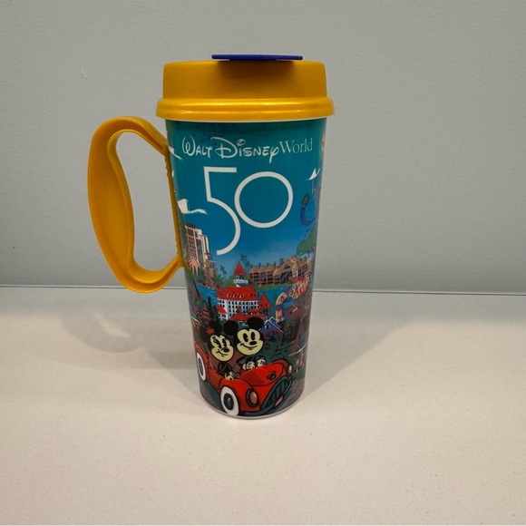 Disney World 50th Anniversary Refillable Mug Mickey Minnie Resort Cup Excellent - Picture 1 of 8